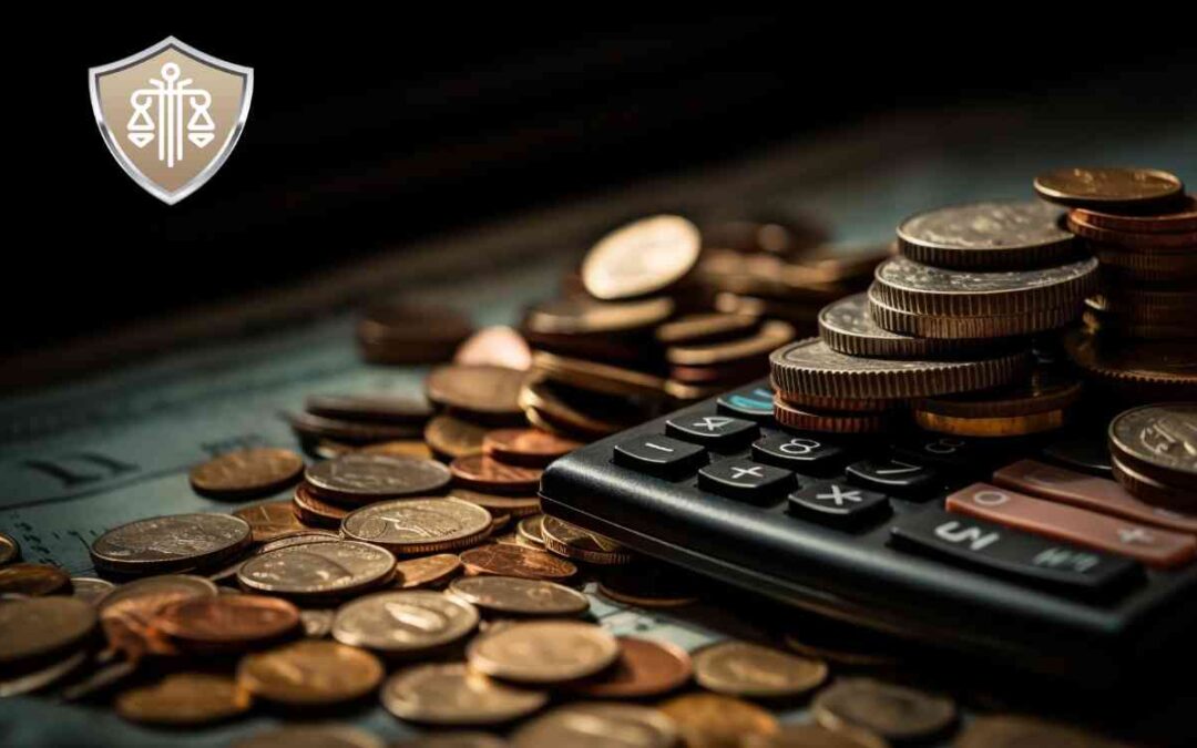 Złote monety leżące na kalkulatorze